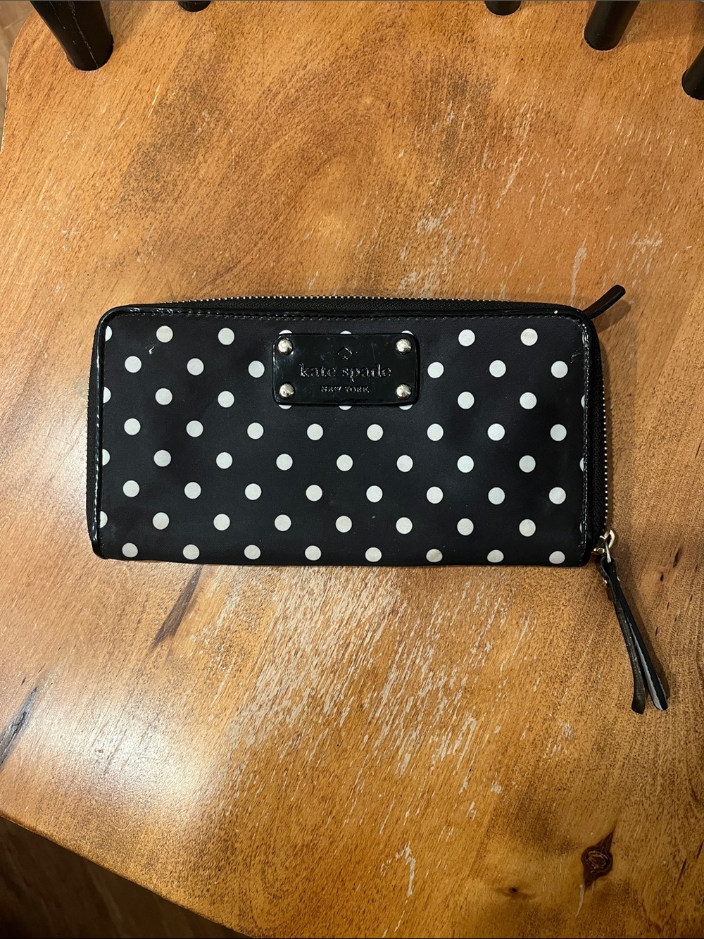 Kate Spade Black and White Polka Dot Zip Wallet